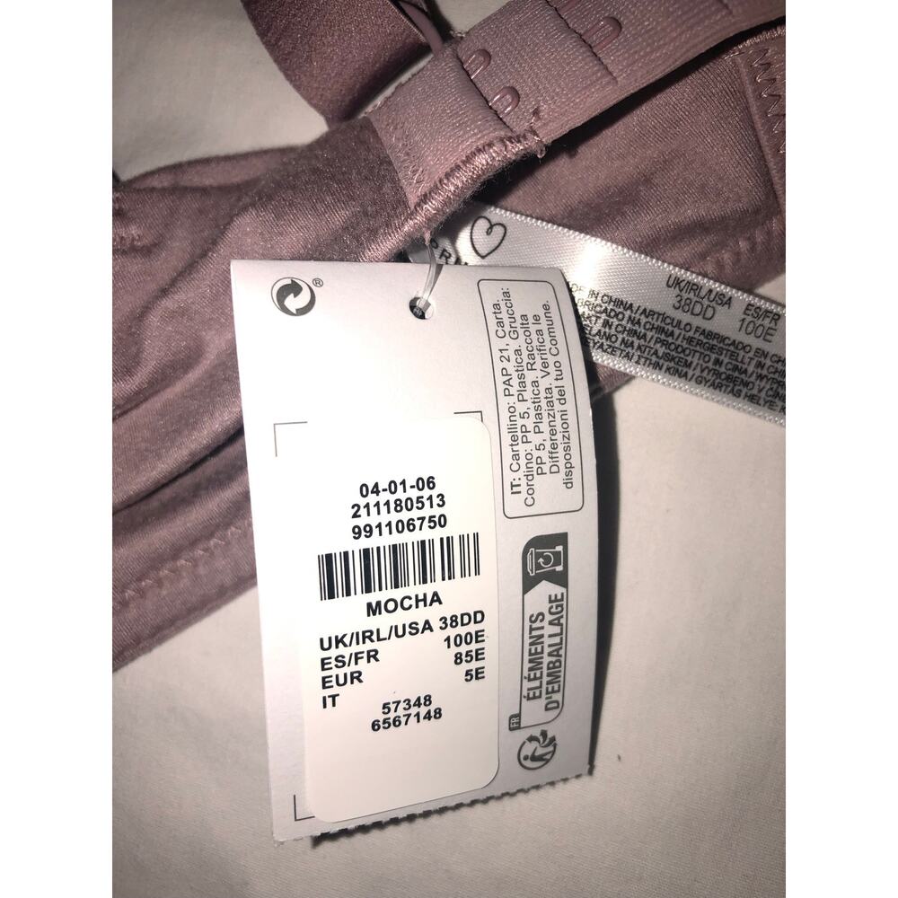 Lounge Bra Size 38DD Primark T-Shirt Padded Mocha Purple Wire Free New - Picture 5 of 6